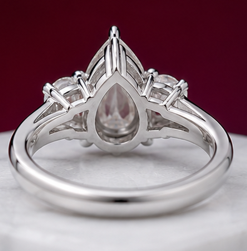 14K Solid White Gold 5.20 CT Pear Cut Three-Stone Lab Grown Diamond Engagement Ring | 4.00 CT Center | D Color | VVS1 | Gatral Gems