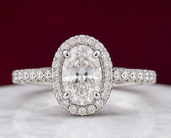 14K Solid White Gold 3.40 CT Oval Cut Lab Grown Diamond Engagement Ring | 3.00 CT Center | D Color | VVS1 | Gatral Gems