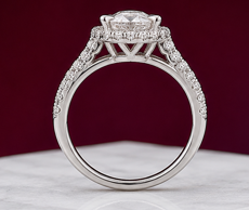 14K Solid White Gold 3.40 CT Oval Cut Lab Grown Diamond Engagement Ring | 3.00 CT Center | D Color | VVS1 | Gatral Gems