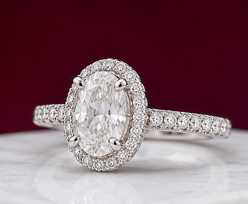 14K Solid White Gold 3.40 CT Oval Cut Lab Grown Diamond Engagement Ring | 3.00 CT Center | D Color | VVS1 | Gatral Gems