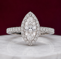 14K Solid White Gold 3.50 CT Marquise Cut Hidden Halo Lab Grown Diamond Engagement Ring | D Color | VVS1 | Gatral Gems