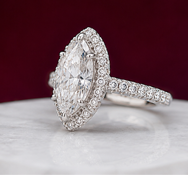 14K Solid White Gold 3.50 CT Marquise Cut Hidden Halo Lab Grown Diamond Engagement Ring | D Color | VVS1 | Gatral Gems