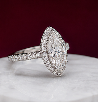 14K Solid White Gold 3.50 CT Marquise Cut Hidden Halo Lab Grown Diamond Engagement Ring | D Color | VVS1 | Gatral Gems