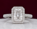 14K Solid White Gold 3.50 CT Radiant Cut Halo Lab Grown Diamond Engagement Ring | D Color | VVS1 | Gatral Gems
