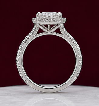 14K Solid White Gold 3.50 CT Radiant Cut Halo Lab Grown Diamond Engagement Ring | D Color | VVS1 | Gatral Gems