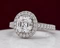 14K Solid White Gold 3.50 CT Asscher Cut Halo Lab Grown Diamond Engagement Ring | 4.30 CT Total | D Color | VVS1 | Gatral Gems