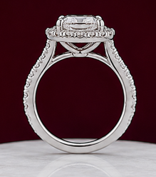 14K Solid White Gold 3.50 CT Asscher Cut Halo Lab Grown Diamond Engagement Ring | 4.30 CT Total | D Color | VVS1 | Gatral Gems