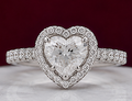 14K Solid White Gold 3.00 CT Heart Cut Halo Lab Grown Diamond Engagement Ring | 3.50 CT Total | D Color | VVS1 | Gatral Gems