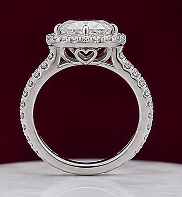 14K Solid White Gold 3.00 CT Heart Cut Halo Lab Grown Diamond Engagement Ring | 3.50 CT Total | D Color | VVS1 | Gatral Gems