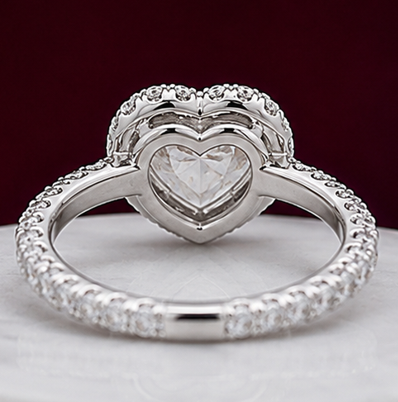 14K Solid White Gold 3.00 CT Heart Cut Halo Lab Grown Diamond Engagement Ring | 3.50 CT Total | D Color | VVS1 | Gatral Gems