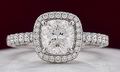 14K Solid White Gold 3.00 CT Cushion Cut Halo Lab Grown Diamond Engagement Ring | 3.50 CT Total | D Color | VVS1 | Gatral Gems